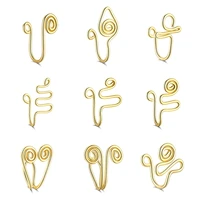 9pcs fake nose rings stainless steel goldsilver nose cuff non piercing clip on faux nose rings for women men septum jewelry