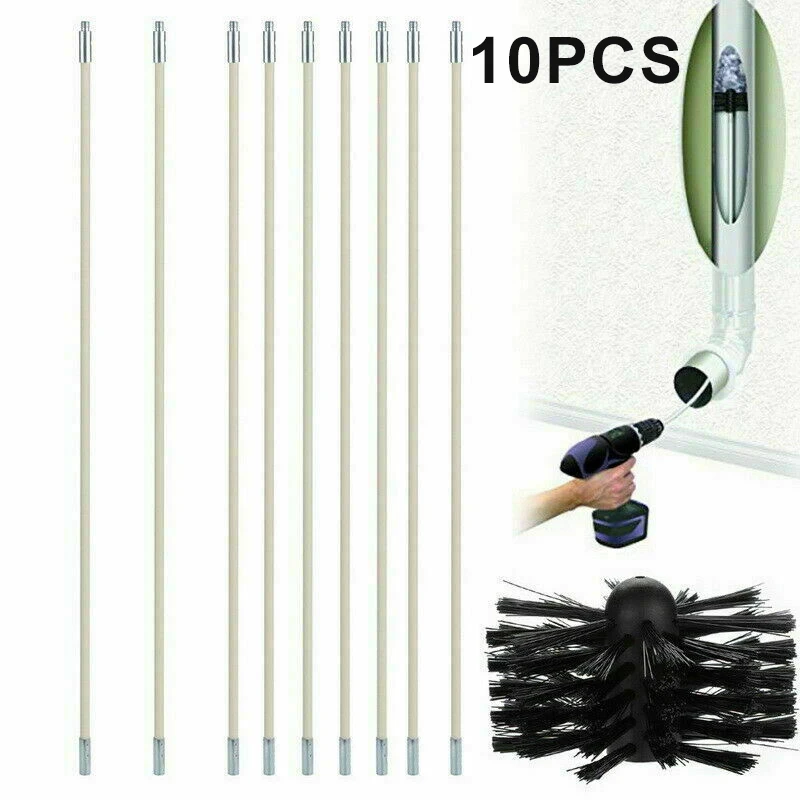 

10pcs/set Chimney Sweep Set Sweep Flue Sweeping Cleaning Brush Rod Accessories