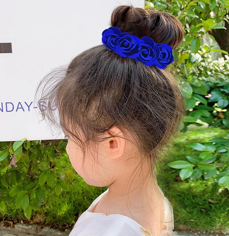 Pfingstrose Rose Blume Gummibänder Haarhalter Krawatte Gummi Stoff Kränze Kronen elastische Kranz Krone Hochzeit Girlande Stirnband – Detail 10