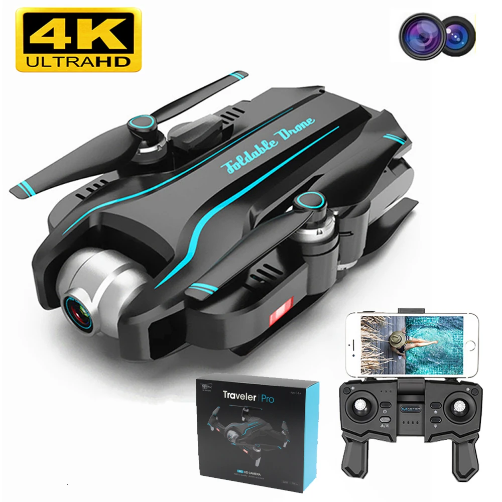 Wifi Дрон 4K HD с регулируемой широкоугольной камерой FPV в режиме реального времени воздушный видео складной Квадрокоптер жесты фото RC Дрон игрушки