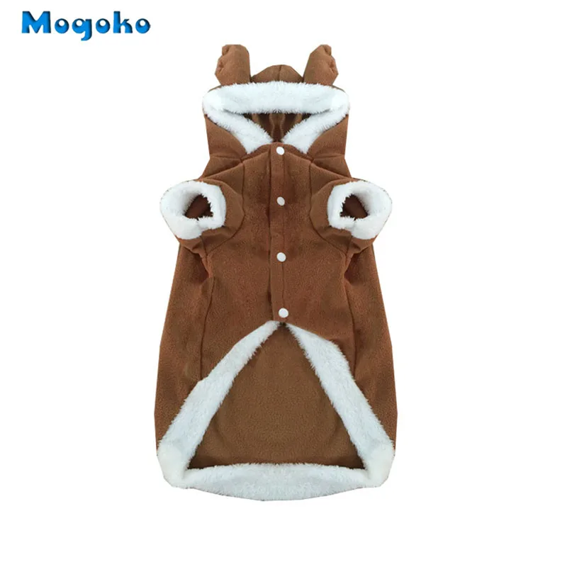 Mogoko, 1 шт., рождественские костюмы оленей для собак и кошек, забавное праздничное платье для косплея, флисовое пальто с капюшоном для щенков, одежда на осень и зиму - Цвет: 1x As Picture