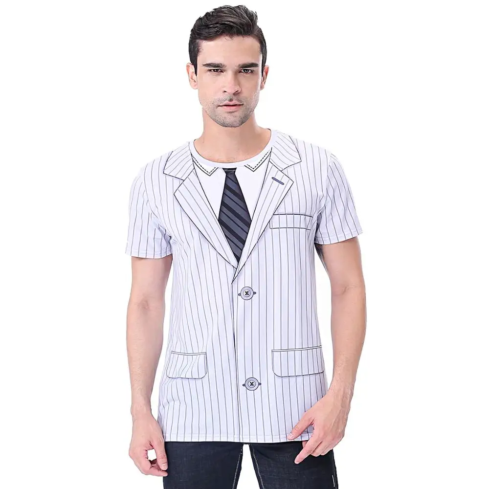 Забавный поддельный костюм футболка для мужчин галстук смокинга джентльмена дня