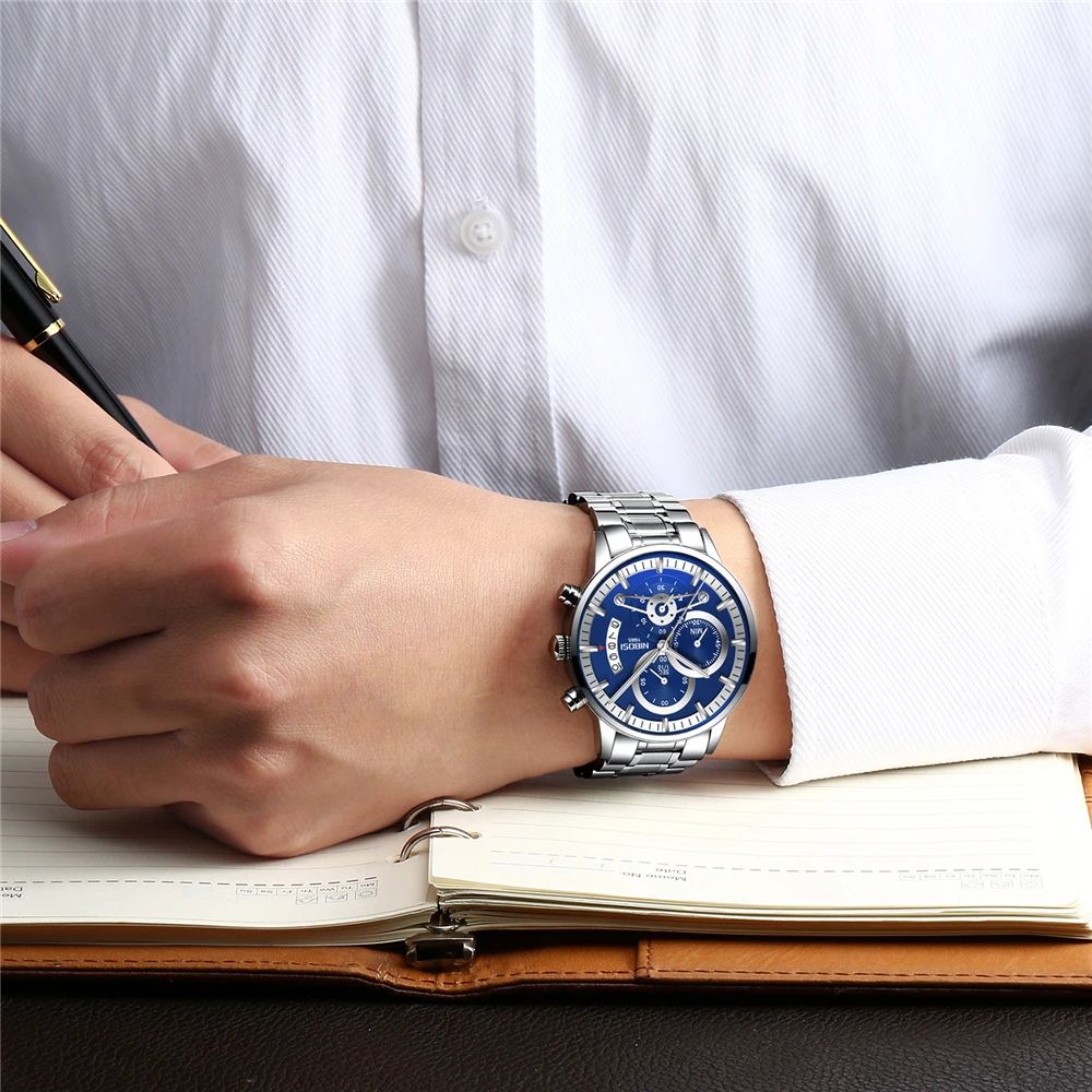 

2021 NIBOSI 2309-1 Mens Watches Top Brand Luxury Business Men Watch Waterproof Sport Quartz Dress Men's Clock Relogio Masculino