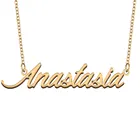 Женское Ожерелье с именем Anastasia, ювелирное изделие из нержавеющей стали с покрытием из 18-каратного золота, колье для женщин, подарок для матери или девушки