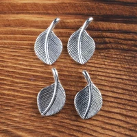 tibetan silver color 10pcs zinc alloy leaf shaped metal pendant charms for jewelry making 1628mm handmade diy accessories
