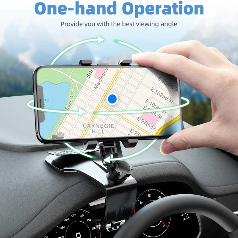 Cell Phone Holder Universal Car Dashboard Clip Phone Holder 360° Rotation Rearview Mirror Mobile Phone Stands for Samsung iPhone