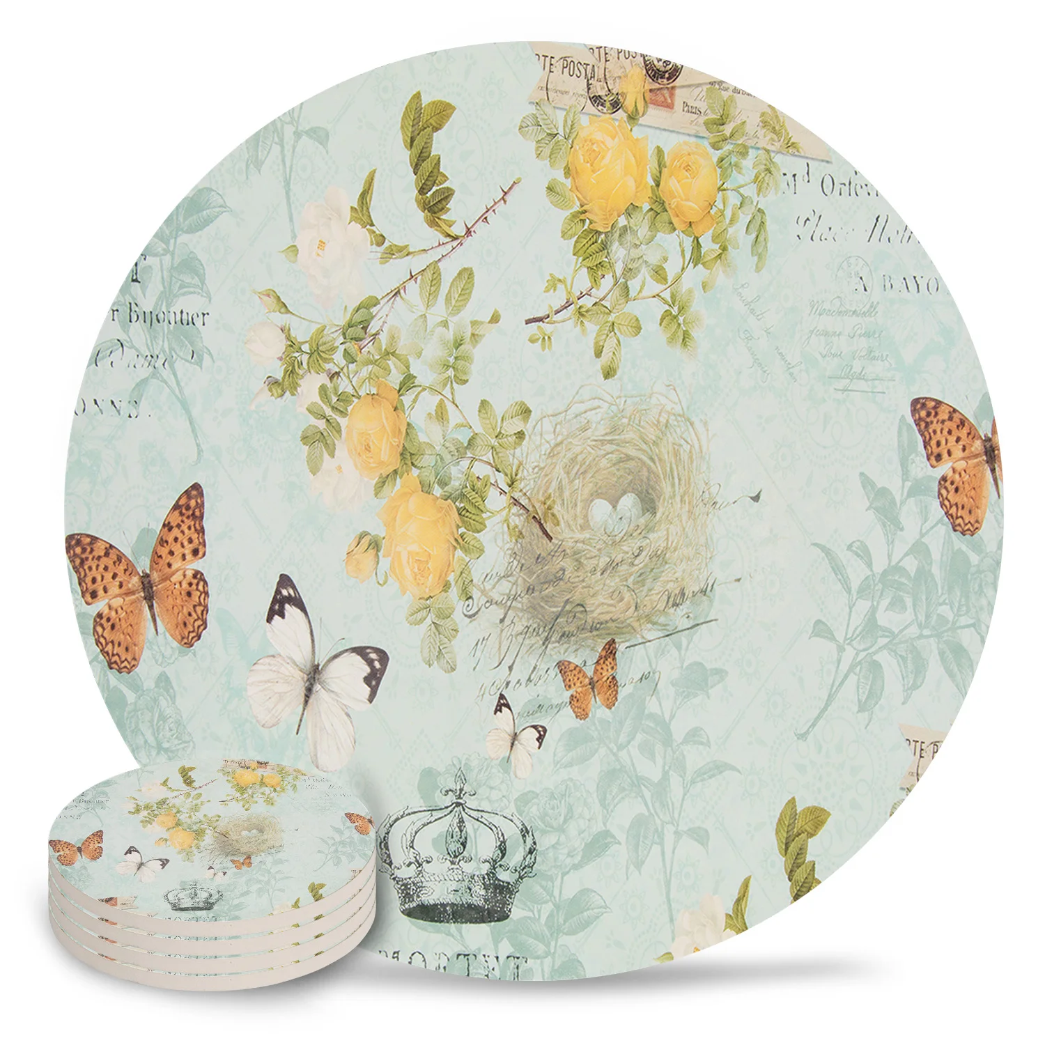Винтажные Ретро цветочные бабочки Птичье гнездо керамические подстаканники для