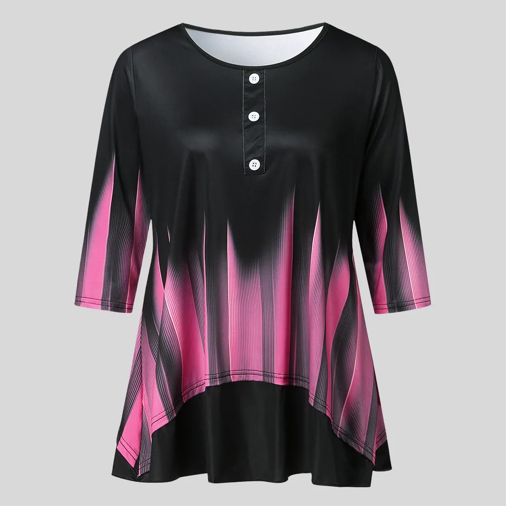 Женская футболка с круглым вырезом KANCOOLD Повседневная градиентным принтом весна