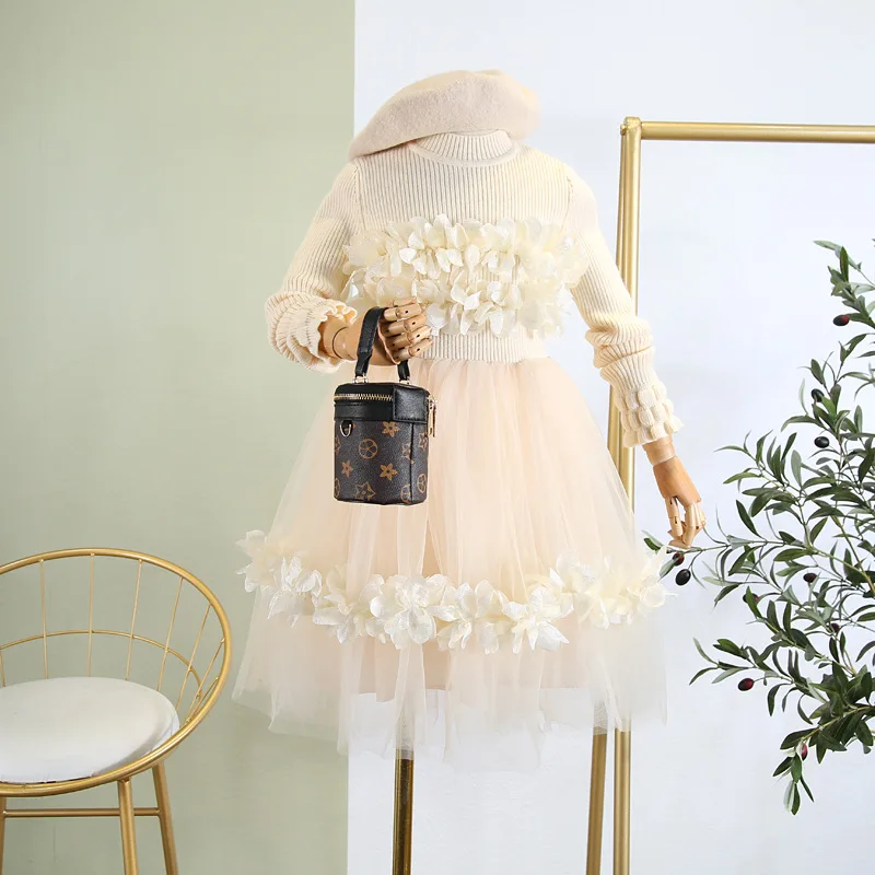 Трикотажное Сетчатое платье для девочек Осень-зима 2019 новая детская одежда