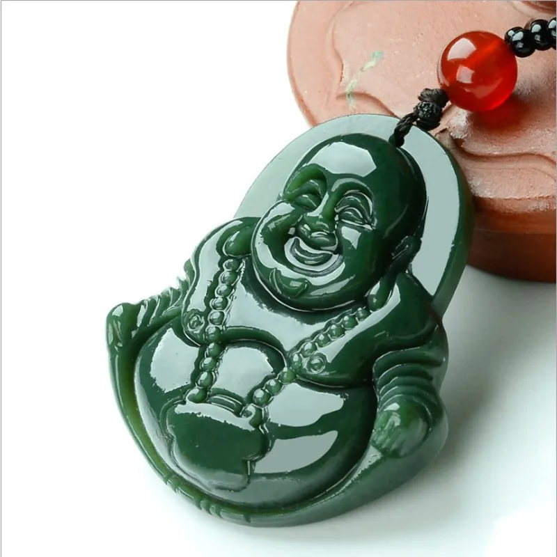 Xinjiang и tian Yu Подвеска для мужчин женщин натуральный зеленый нефрит Смеющийся