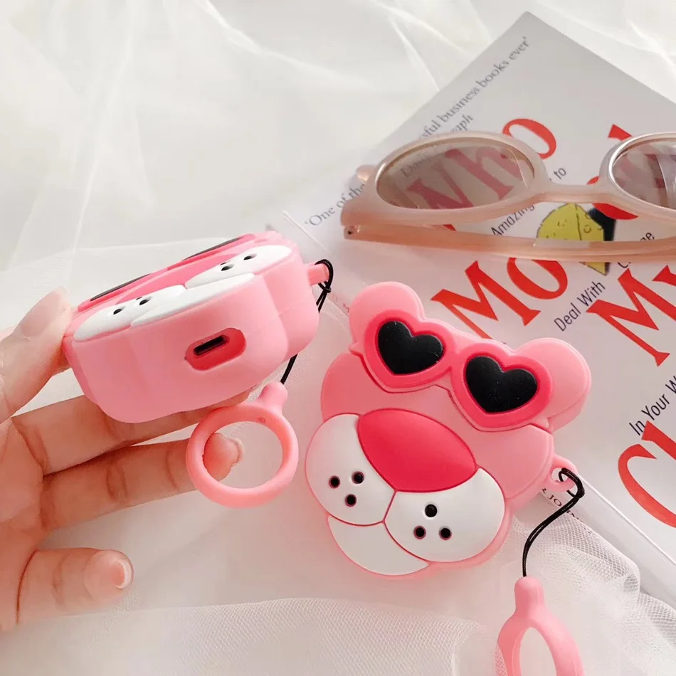 3D Пингвин чехол для наушников для Airpods чехол силиконовый розовый чехол для Apple Air pods 2 Чехол для наушников Earpods кольцо ремешок брелок