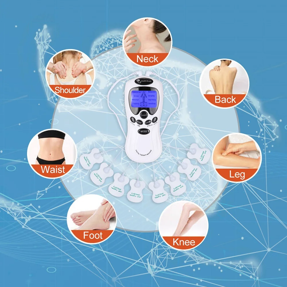 Электрический импульсный массажер портативная цифровая машинка для