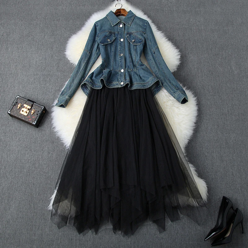 Одежда высшего качества Runway дизайнерские Двойка юбки комплект Для женщин 2019