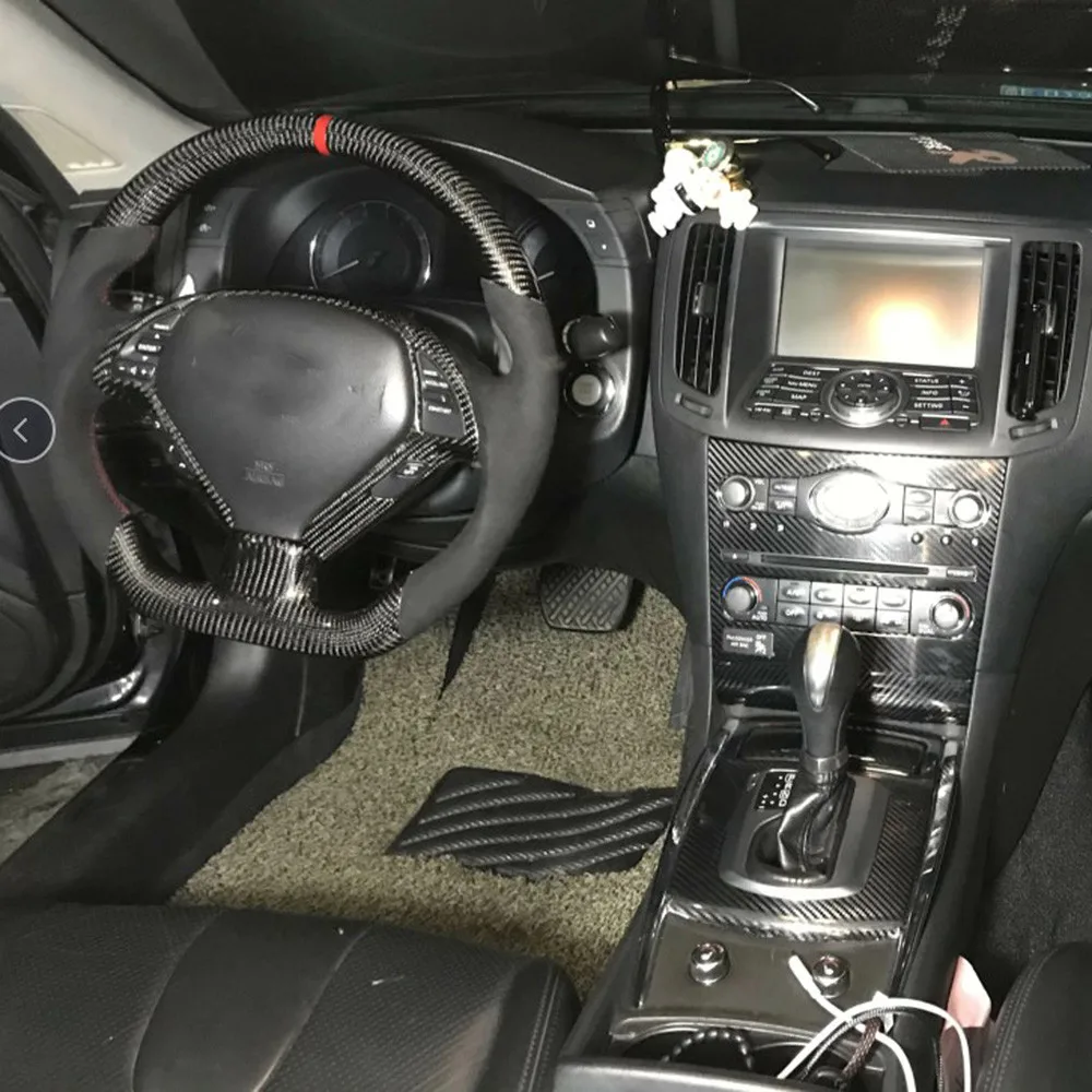 Для Infiniti G25 G37 интерьерная центральная консоль из углеродного волокна Стикеры для