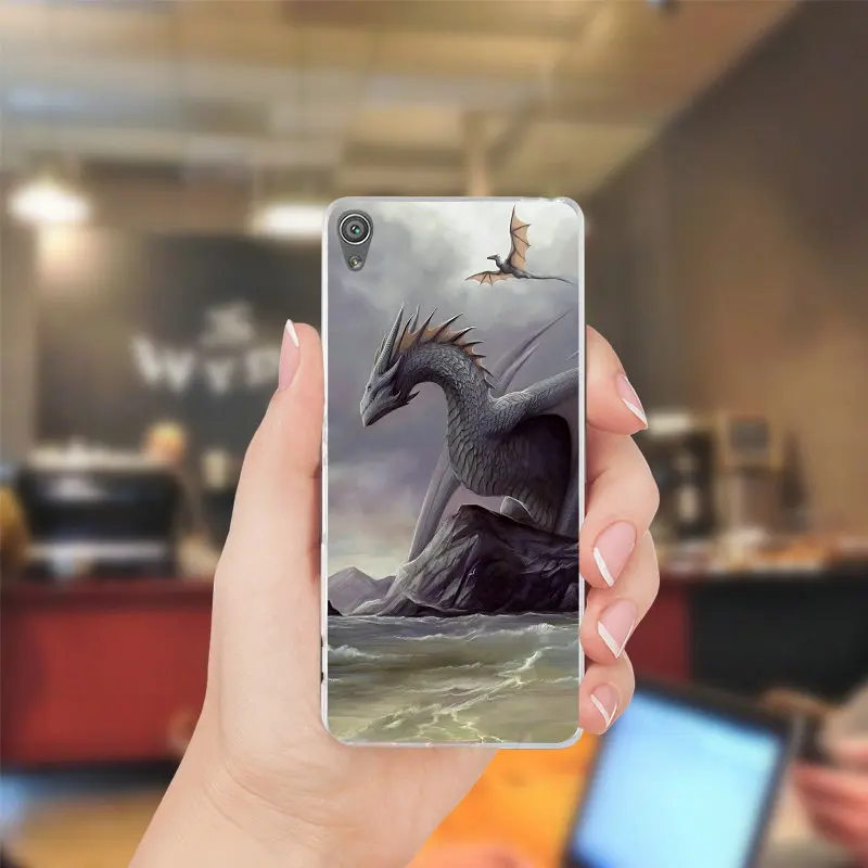 Чехол для Sony Xperia XZ Z Z1 Z2 Z3 Z4 Z5 Compact M2 M4 M5 E3 E5 T3 XA силиконовый с изображением дракона