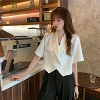 small suit coat women spring summer short sleeve design sense niche jacket lose french western style fashion female casual coats