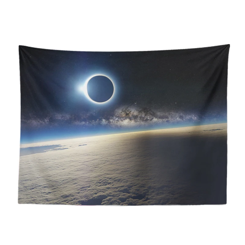 1 Красивый астрономический космический гобелен Eclipse спутниковая спальня настенные декорации космический корабль столкновения полиэфирное одеяло - Цвет: 1