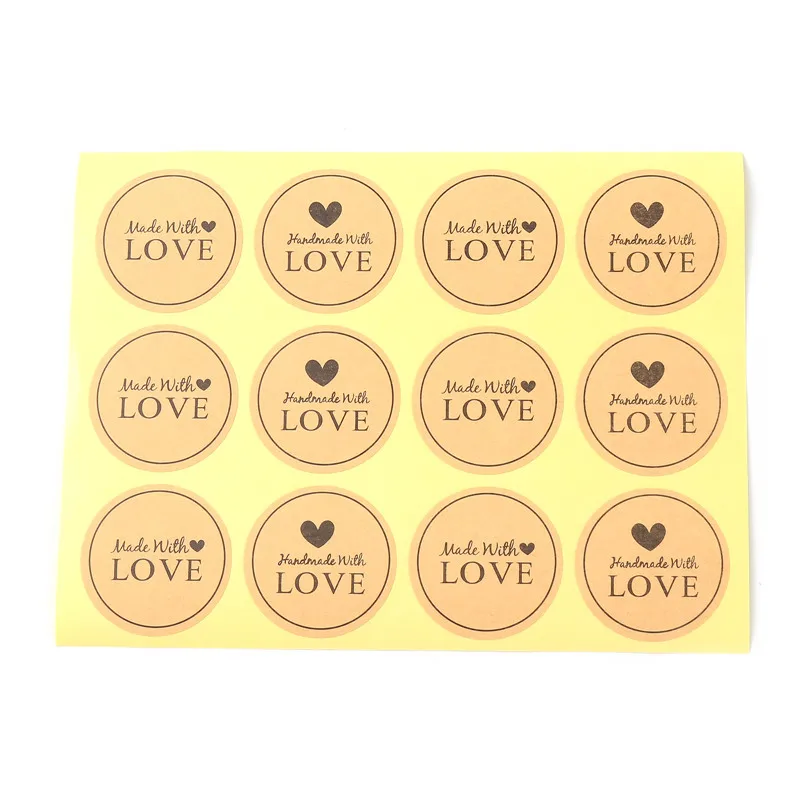 

20 Sheets Paper Valentine's Day DIY Scrapbook Decor Stickers Round Heart Message " LOVE " Baking Gift Label Stickers 35mm Dia.