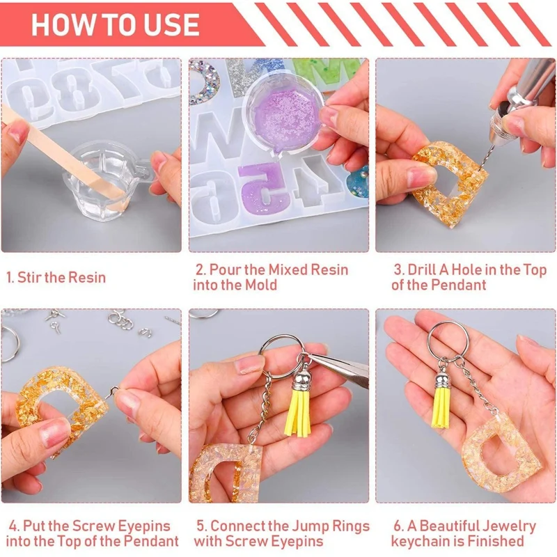 

Resin Key Chain Mold,Alphabet Resin Mold with Aluminum Foil,Keychain Tassel and Pin Pliers Set,for Key Chain,Earrings