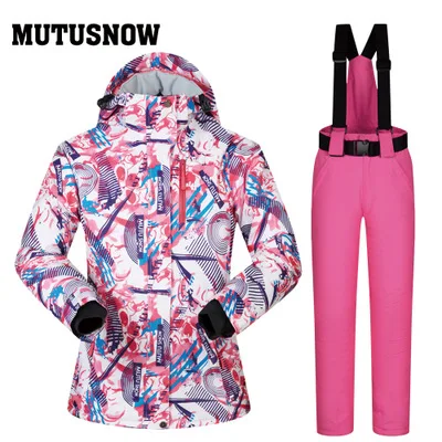 Winter Suit Women Ski Suit Snowboard Jacket Pant Super Warm Female Windproof Waterproof Outdoor Sport Wear Hooded Skiing Coat