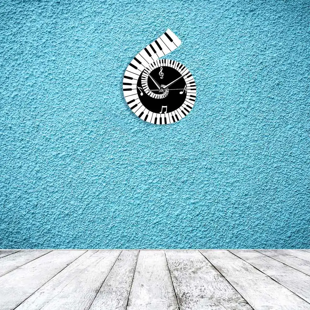 Черно белый музыкальный лист декортивные настенные часы Скрипичный ключ знак с