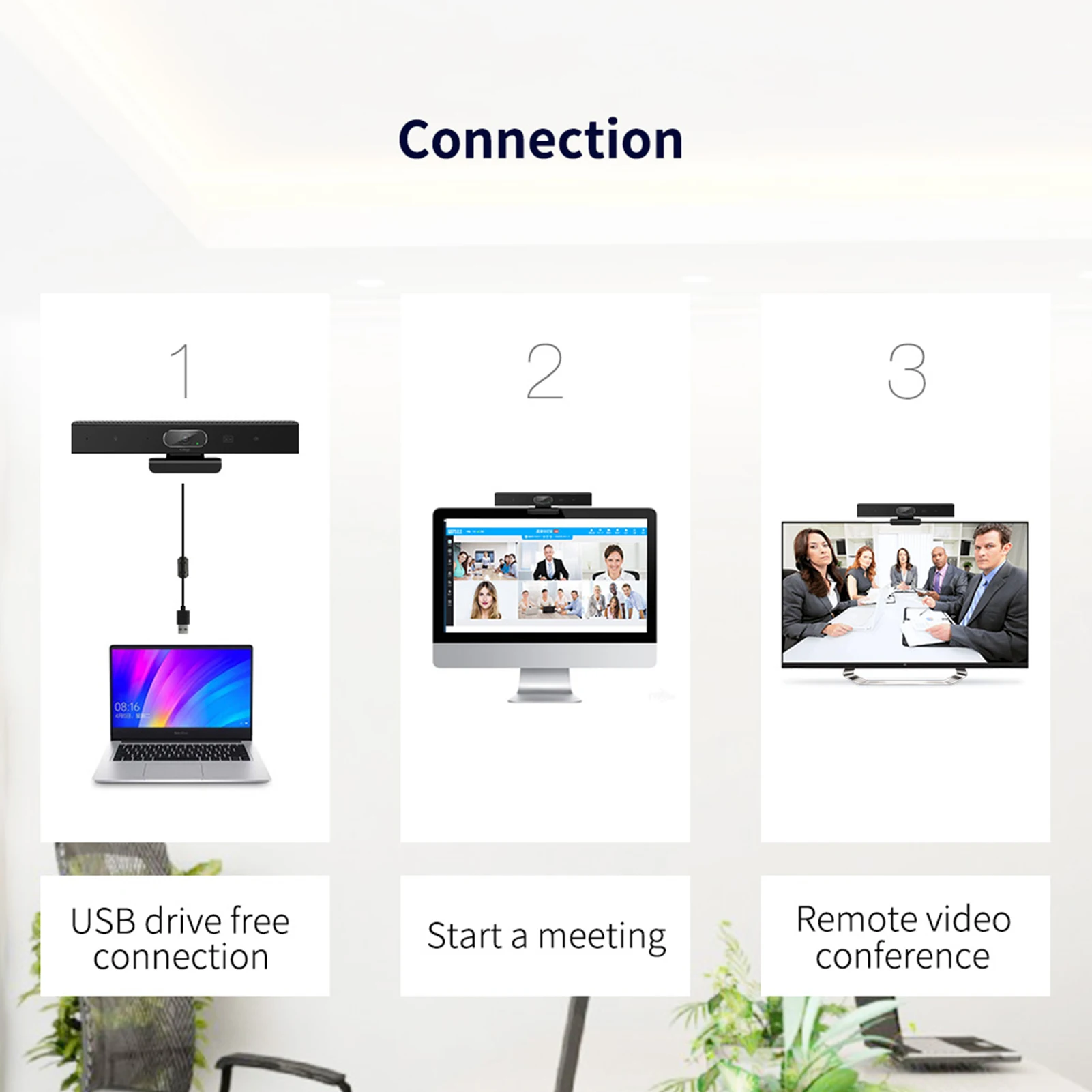 Aibecy 2K Webcam 3-in-1 HD Video Conference Camera Microphone Speaker AI Face Tracking Auto Focus 360° Voice Pickup 4 Megapixel |
