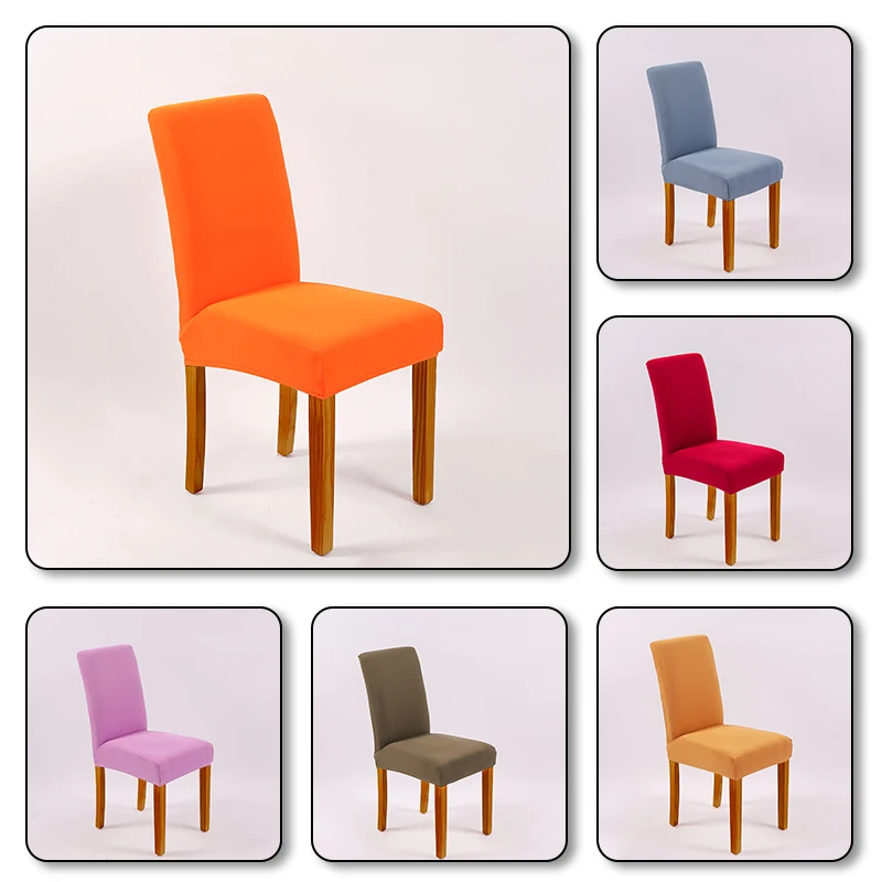 

Chair Covers Multicolor Stretch Elastic Slipcovers Chair Covers Anti-Dirty Soft Dining Chair Cover For Home Hotel Banquet Decor