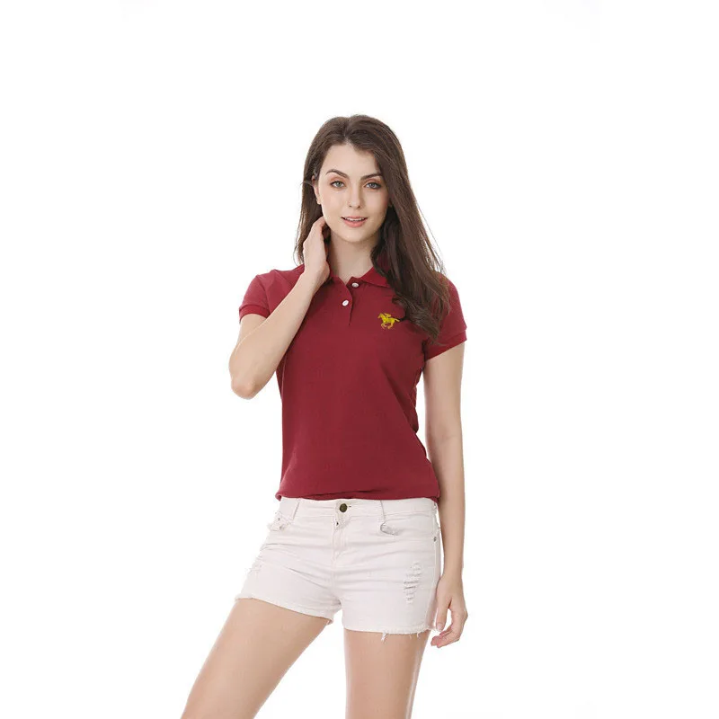 

High Quality Summer New Lady Short Sleeve Polo Shirts Big Horse Casual Women Lapel Polos Shirts Cotton Women Fashion Slim Tops