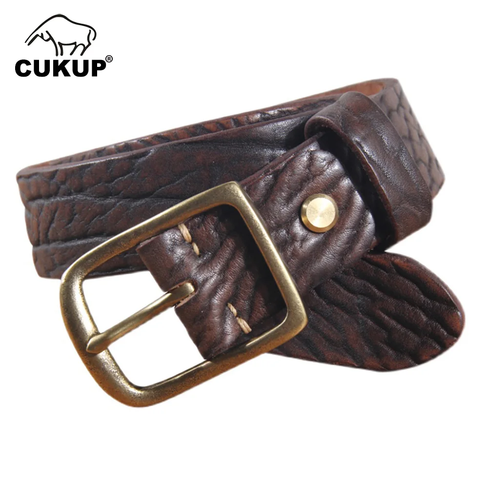 CUKUP Unique Design Cow Skin Belt for Men Top Quality Solid Mens Cowhide Leather Belts Jeans Accessories 3.8cm Width NCK1007