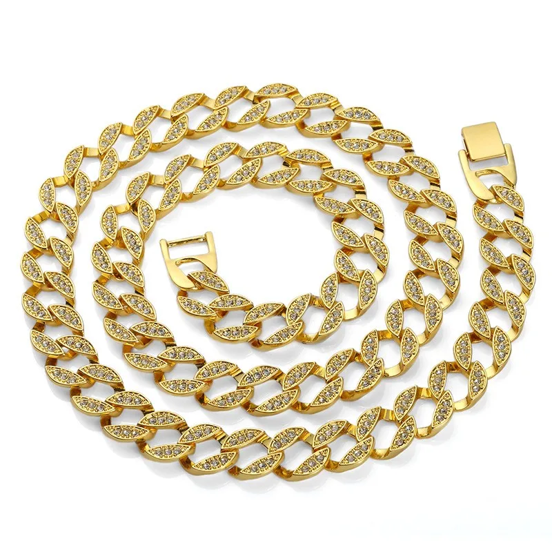 Цепочка Стразы мужская из кубинской цепи Майами ожерелье с цепью украшение в