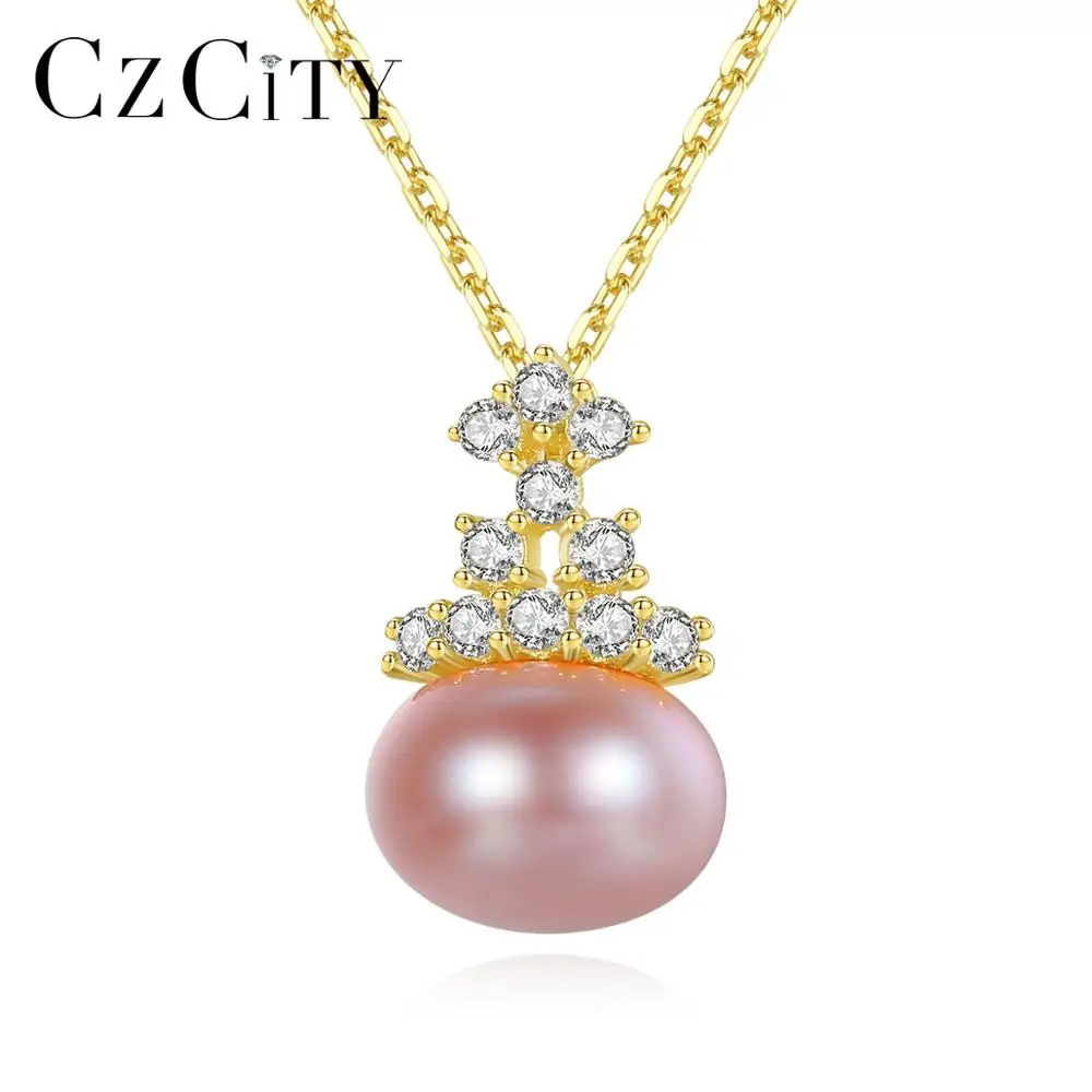 

CZCITY чистый 925 Стерлинговое серебро подвеска из натурального жемчуга ввиде ювелирных изделий для женщин Свадебные Подарочные модные ювелир...