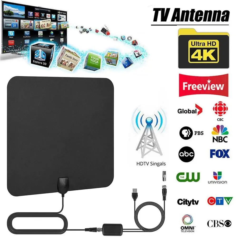 Цифровая ТВ антенна HDTV мини HD 1080P с плоским сигналом усилитель цифрового для
