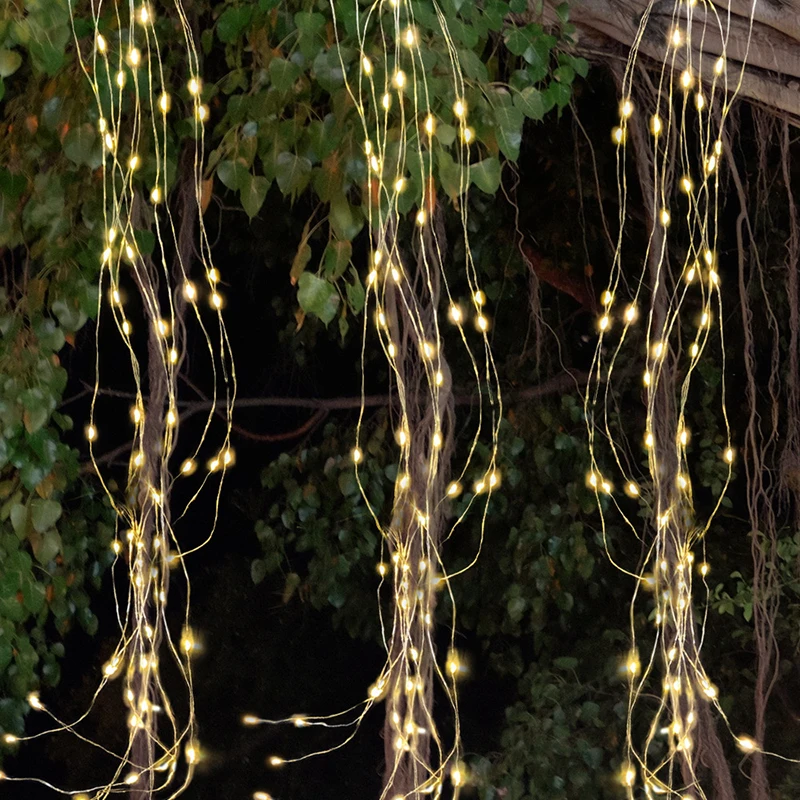 LED Copper Wire Vines Solar Christmas Fairy Lights Outdoor 200LEDs String Waterproof Festoon New Year's Home Garden Dec | Лампы и