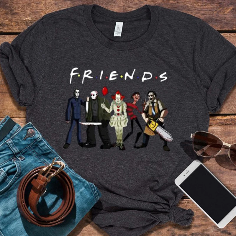 

friends halloween shirts bad witch graphic tee horror movies characters 2020 tshirt plus size christmas