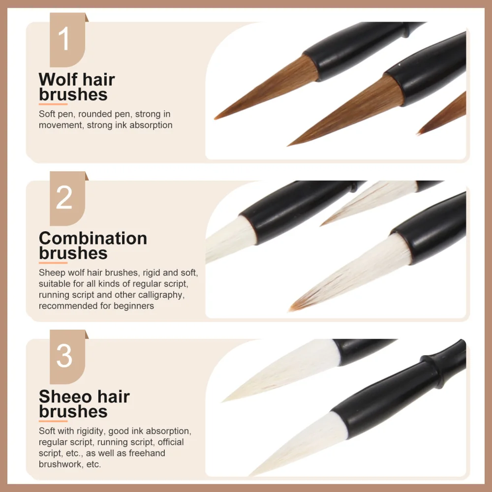 

Pcs 1 Bag Chinese Calligraphy Brushes Portable Painting Brushes (Light Brown)