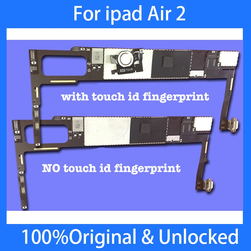 

Clean iCloud For ipad 6 Air 2 Motherboard 16G 32G 64G 128G air2 A1566 Wifi version mainboard Unlocked Logic board with full chip