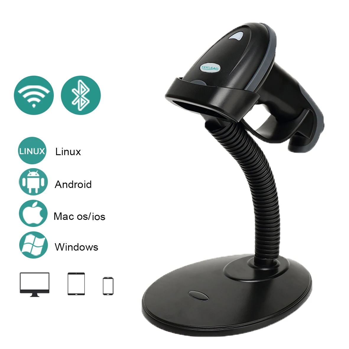 TEKLEAD Bluetooth лазерный сканер штрих-кода с подставкой беспроводной 1D считыватель штрих-кода для Android ios планшет iPad смартфон