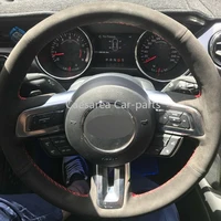 custom made anti slip black suede diy hand stitched car steering wheel cover for ford mustang gt