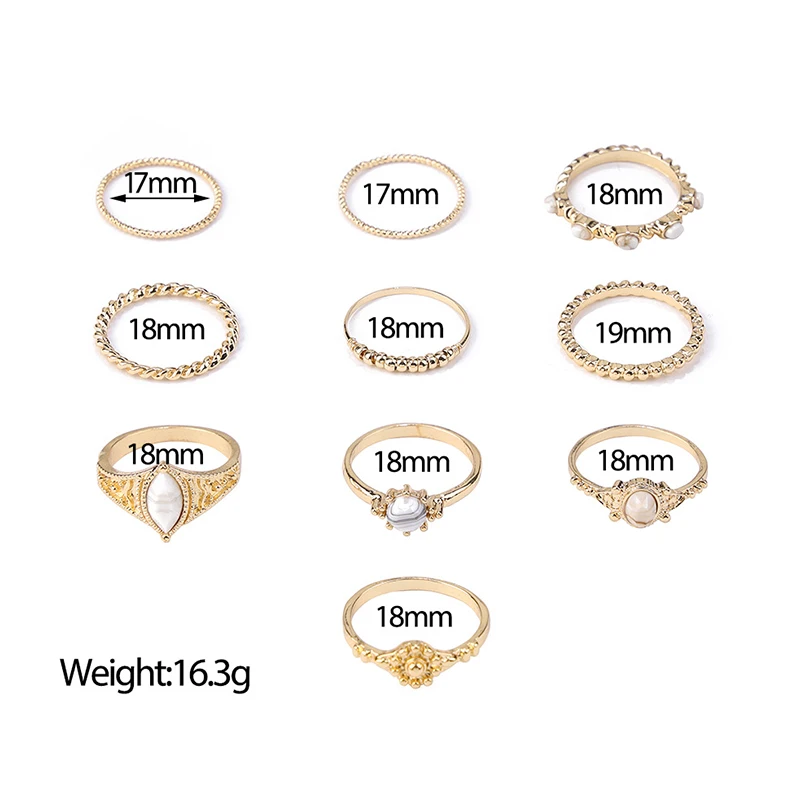 Комплект колец с резным золотом Женский Изящные Ювелирные украшения