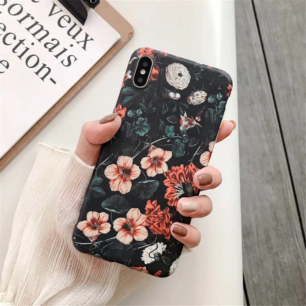 Платье в стиле ретро с цветочным узором чехол для iphone X XR 7 8 плюс Чехол Силиконовый мягкий матовый чехол для телефона чехол s для iphone 11 Pro XS Max, 6 S, 6 Plus, чехол Крышка