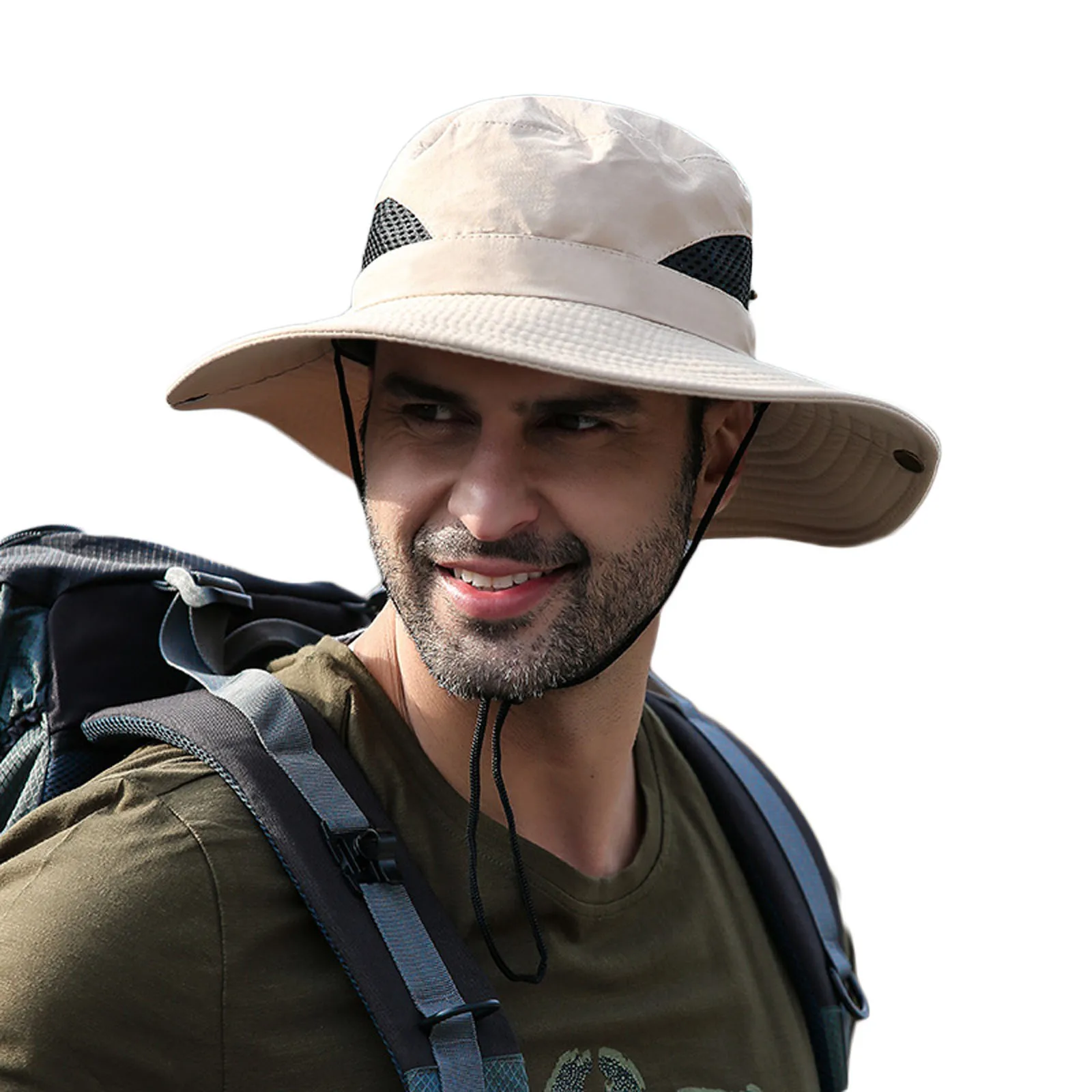 

Для мужчин шляпа от солнца с регулируемым подбородком веревка, ведро широкий шляпа с защитной сеткой Защита от ультрафиолетовых лучей на от...