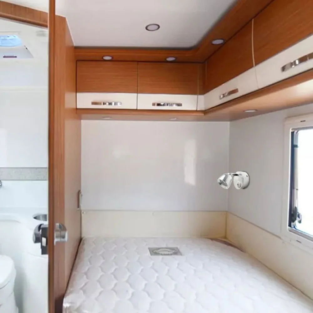 

DC 12V 24V 3W LED Reading Light RV Marine Bedside Wall Lamp Camping Trailer Indoor Lighting Spotlight USB Charge Port w/ Switch