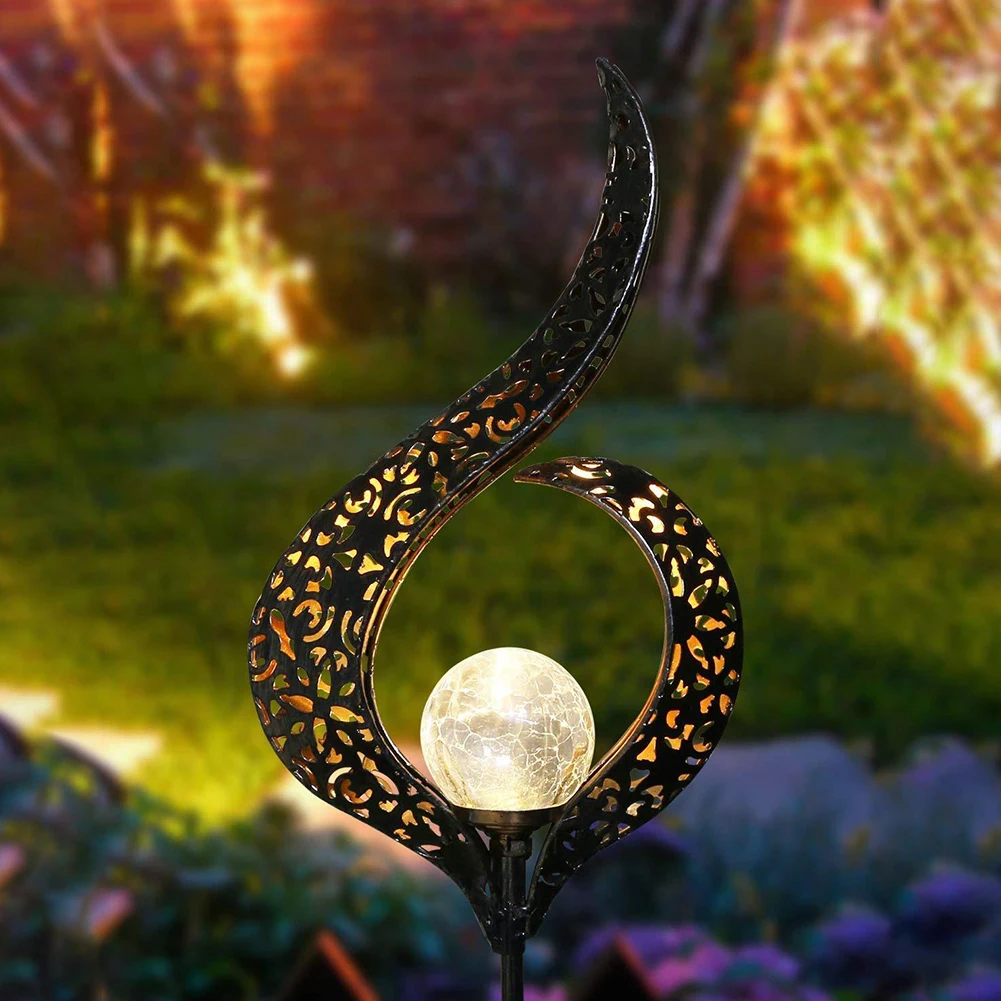 

LED Solar Light Metallic Gold Hollow Lawn Stakes Lamps Outdoor Garden Decor