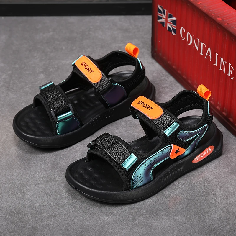 

xwwdvv Kids Boys Sandals High Quality Cut-Outs Child Big Boys Sandalias Children's Shoes Kids Canvas Laser Reflection Shoes