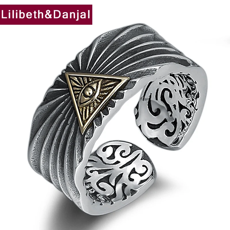 Уличной моды глаз Бога регулируемое кольцо 100% реальные 925 пробы серебро для Для