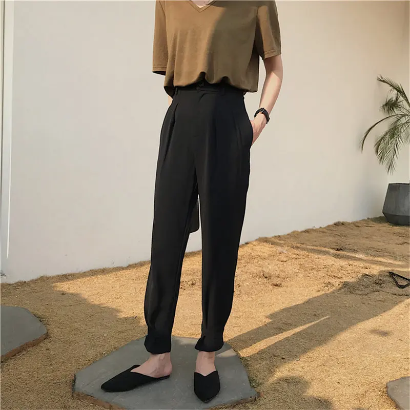 HziriP New Fashion Chic Large Size Trousers 2020 Slender Casual All Match High Waist Loose Solid Women Brief Pencil Pants | Женская