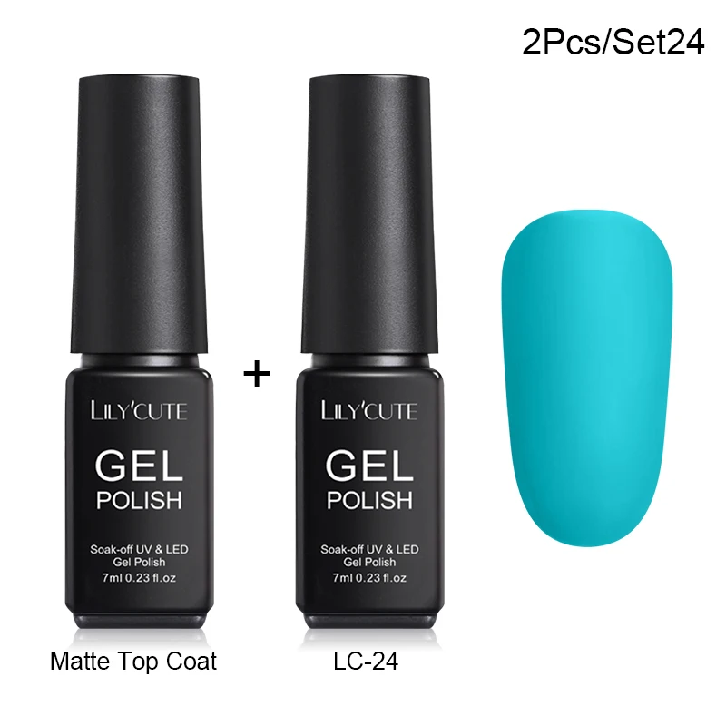 2 Pcs 24 LILYCUTE Матовый УФ-гель для ногтей матовый верхний слой цвет УФ гель для ногтей лак Гибридный впитывающий гель лак маникюрный гель лак - Цвет: 2 Pcs 24