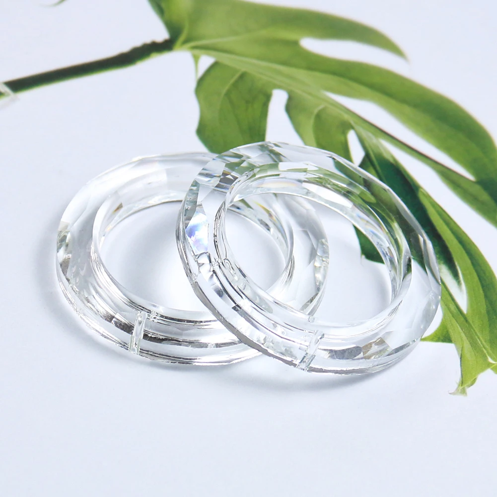 2PCS 50MM Clear Ring Circle Crystals Pendants Glass Suncatcher Chandelier Prisms Parts Drops Light Accessories | Лампы и освещение