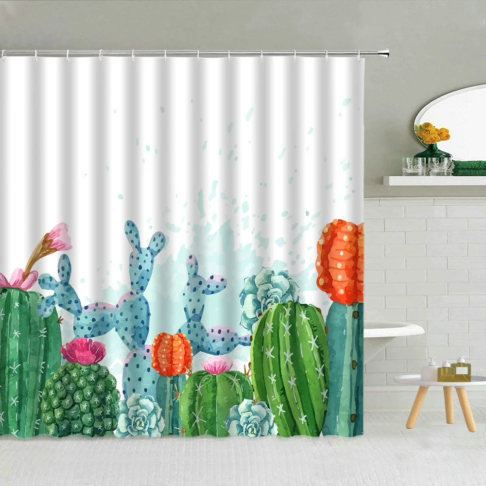 Вода Цвет Цветок кактуса душ Шторы s тропический пустынный завод занавеска с