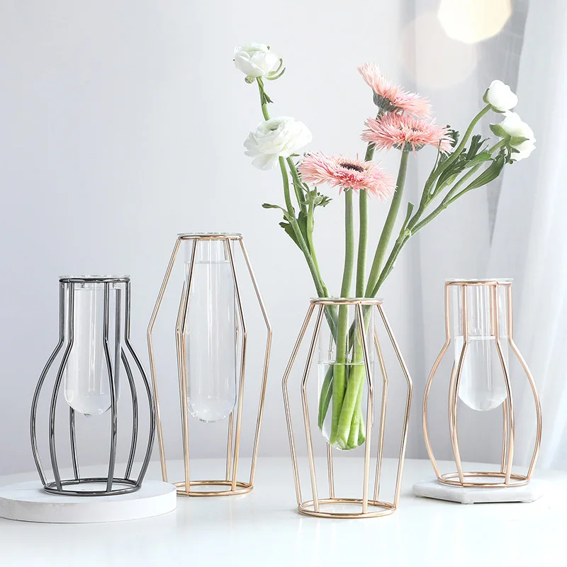 Нордическая Современная дизайнерская металлическая ваза для цветов со